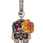 Collana Charm Flower Skull Swarovski con cordoncino