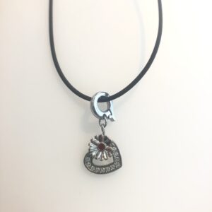 Collana Charm Cuore con fiore Swarovski con cordoncino